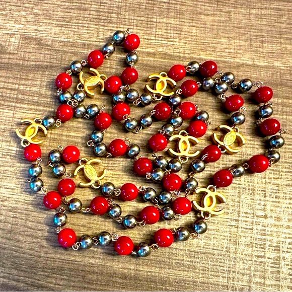 WOW POSHMARK - Authentic Chanel Superstar Red Silver Gold Iconic Necklace 52” - Picture 7 of 16